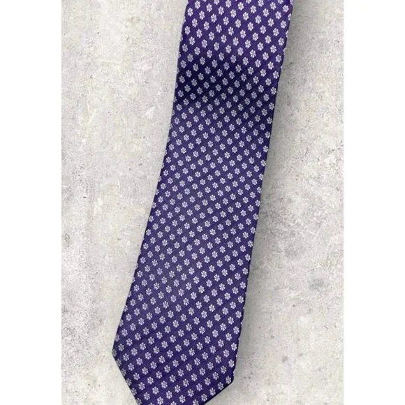 SUITSUPPLY Silk Tie XL Purple Silver Floral W:3.2 EUC